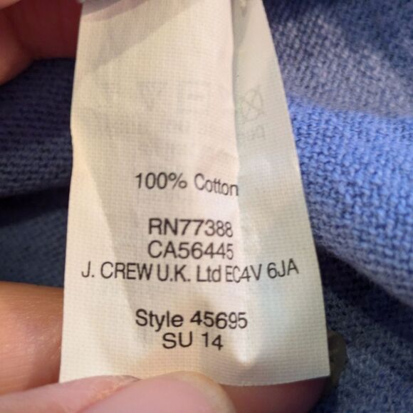 J.Crew 3/4 Sleeve Periwinkle Blue Pull Over Sweater 100% Cotton, Womens Small - Picture 9 of 10